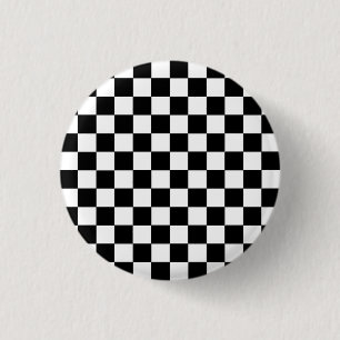 Macaron Rond 2,50 Cm Noir et blanc Checkered