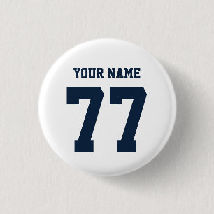 Macaron Rond 2,50 Cm Nom 77 Sports Jersey Numéro Marine et blanc