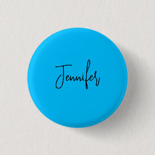 Macaron Rond 2,50 Cm Nom de calligraphie minimaliste professionnel bleu