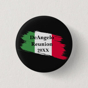 Macaron Rond 2,50 Cm Nom de famille italien Drapeau personnalisé Couleu