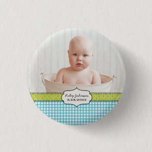 Macaron Rond 2,50 Cm Nom de la photo du bébé personnalisé et gardien d'