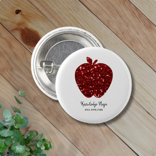 Macaron Rond 2,50 Cm Nom de l'enseignant personnalisé Parties scintilla