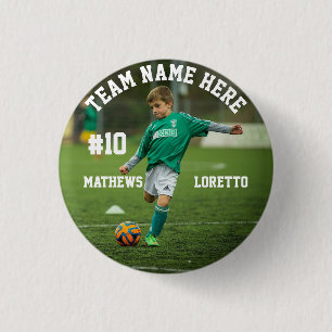 Macaron Rond 2,50 Cm Nom de l'équipe Joueur Numéro de photo et nom Foot