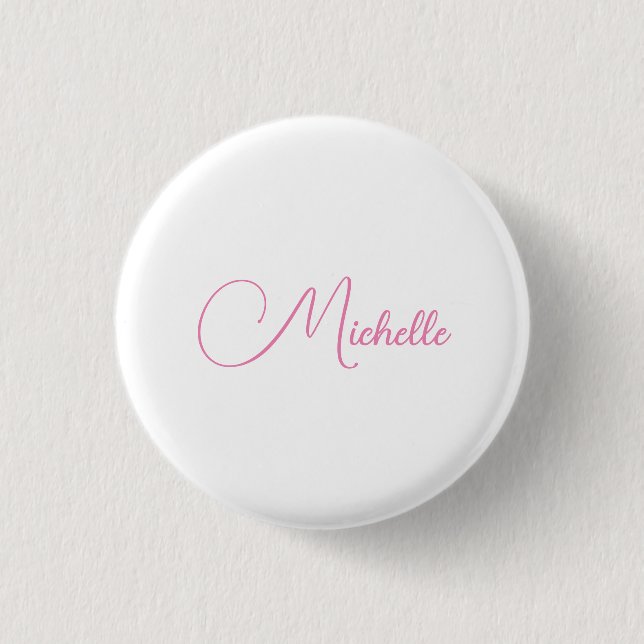 Macaron Rond 2,50 Cm Nom d'écriture moderne professionnel rose blanc (Devant)