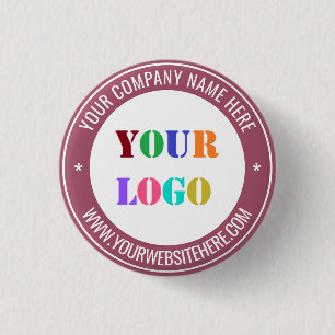 Macaron Rond 2,50 Cm Nom du logo de votre entreprise Site Web Bouton d'