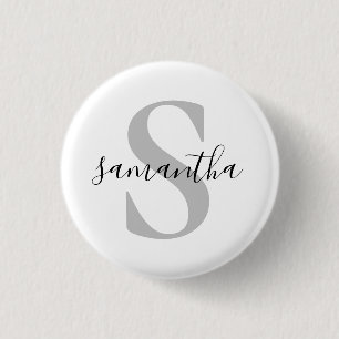 Macaron Rond 2,50 Cm Nom initial du monogramme personnalisé
