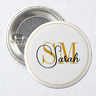 Macaron Rond 2,50 Cm Nom monogrammé et signature élégante