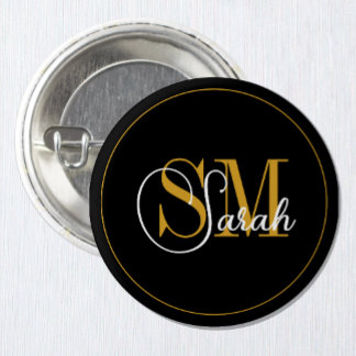 Macaron Rond 2,50 Cm Nom monogrammé et signature élégante