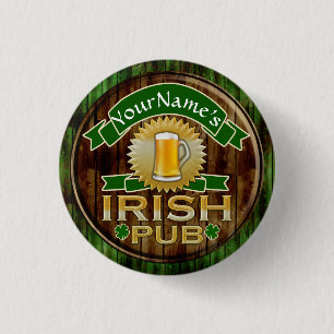 Macaron Rond 2,50 Cm Nom personnalisé Irish Pub Signer la Saint Patrick
