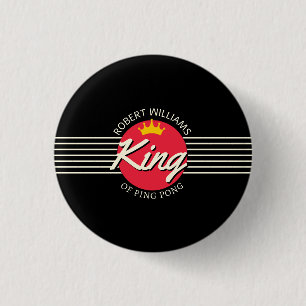 Macaron Rond 2,50 Cm Nom personnalisé Roi du Ping pong Cercle Rouge