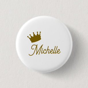 Macaron Rond 2,50 Cm Nom propre Créatif Tendance Couleur Or Script