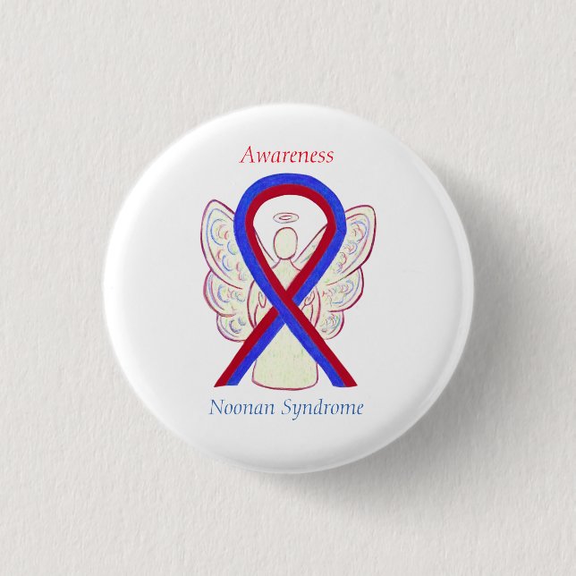 Macaron Rond 2,50 Cm Noonan Syndrome Sensibilisation Ruban Angel Pins (Devant)
