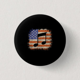 Macaron Rond 2,50 Cm Note de musique pour les hommes cadeau drapeau amé