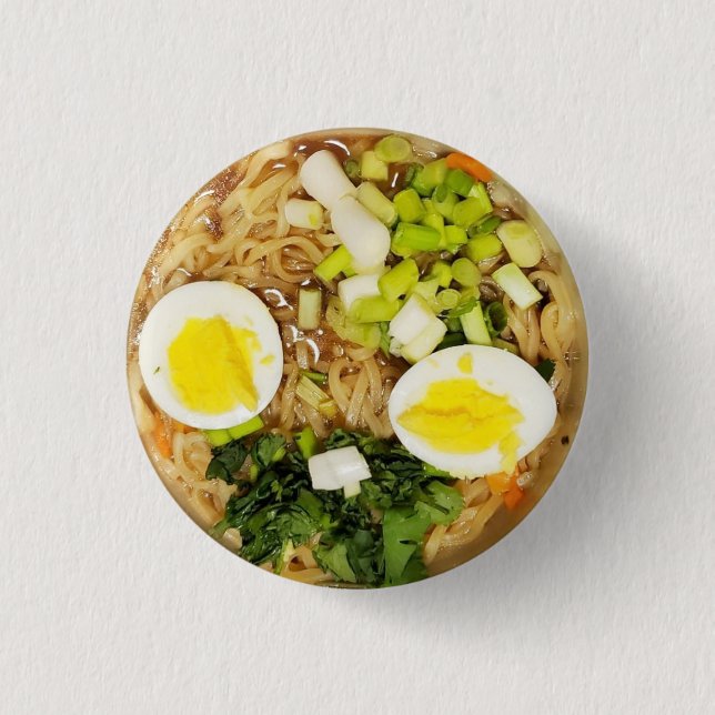 Macaron Rond 2,50 Cm Nouilles, Ramen Funny Soupe Photo (Devant)