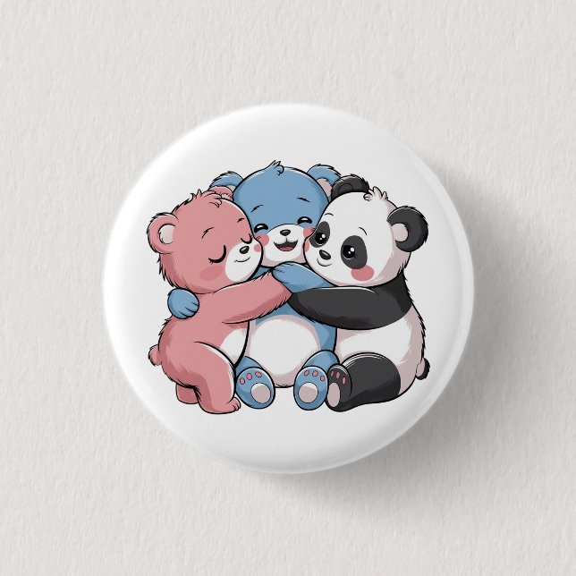 Macaron Rond 2,50 Cm Nounours mignons avec Panda (Devant)