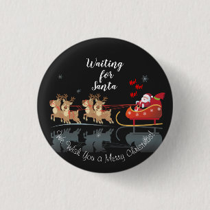 Macaron Rond 2,50 Cm Nous attendons Père Noël Ho ! Ho ! Ho ! Vacances d