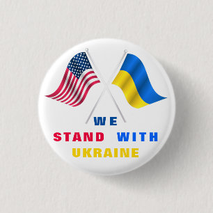 Macaron Rond 2,50 Cm Nous Sommes Avec L'Ukraine Drapeau Bouton Drapeau 