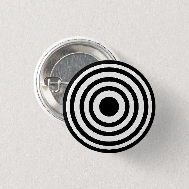 Macaron Rond 2,50 Cm Novelty Black and White Bullseyes Cercles (Devant & derrière)