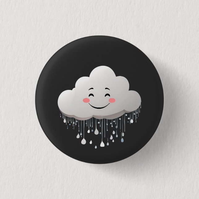 Macaron Rond 2,50 Cm nuage avec gouttes de pluie (Devant)