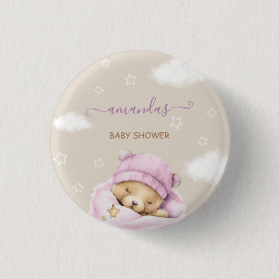 Macaron Rond 2,50 Cm Nuage d'ours bébé fille douche 