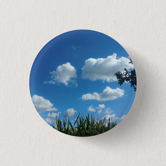 Macaron Rond 2,50 Cm Nuages Et Ciel Bleu (Devant)