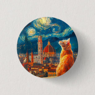 Macaron Rond 2,50 Cm Nuit étoilée sur Florence Art du chat roux
