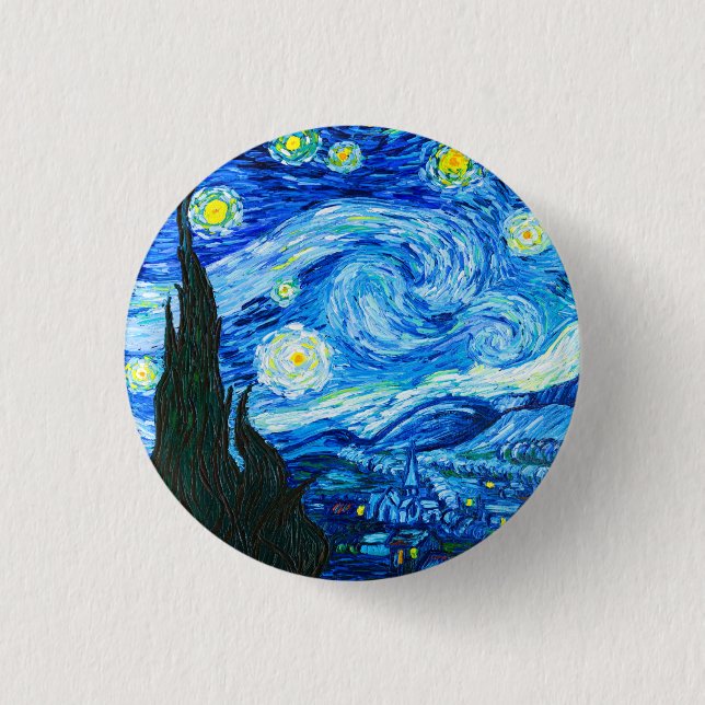 Macaron Rond 2,50 Cm Nuit Van Gogh Starry (Devant)