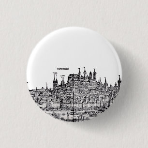 Macaron Rond 2,50 Cm Nuremberg ville médiévale en Allemagne