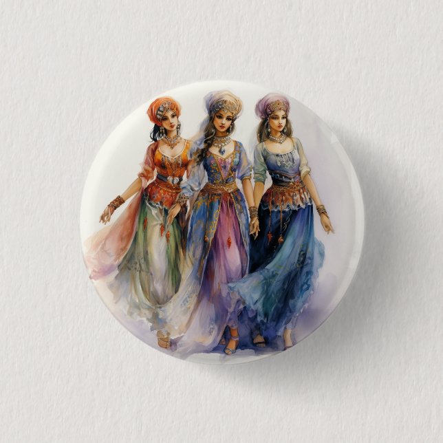 Macaron Rond 2,50 Cm Nutcracker Ballet, Elegant Arab Dancers (Devant)