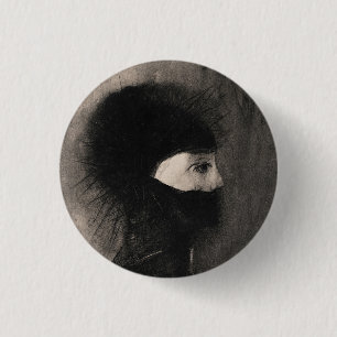 Macaron Rond 2,50 Cm Odilon Redon. Armure. Face de femme sombre. Symbol