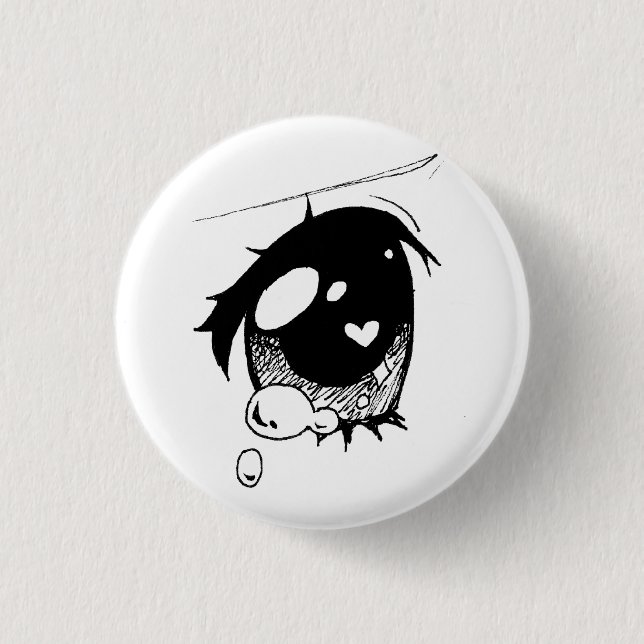 Macaron Rond 2,50 Cm oeil triste d'anime : (mini bouton (Devant)