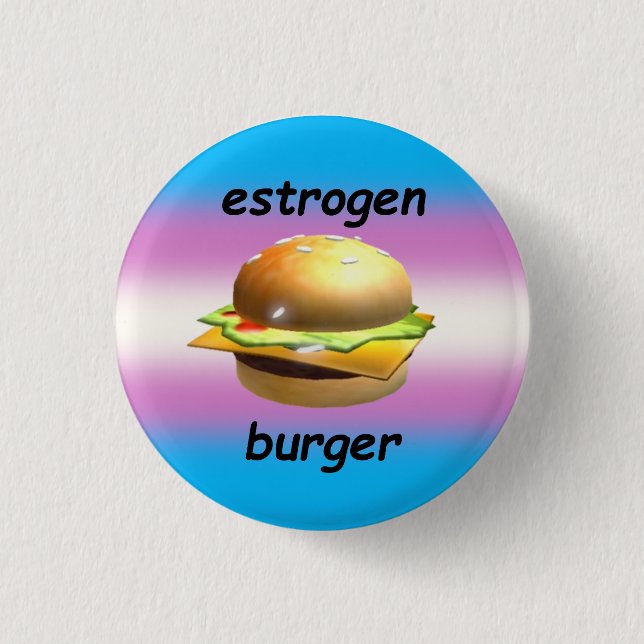 Macaron Rond 2,50 Cm "oestrogène burger" pin de la fierté transfem (Devant)