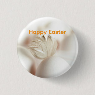 Macaron Rond 2,50 Cm Œufs de Pâques avec Graphisme de Plume