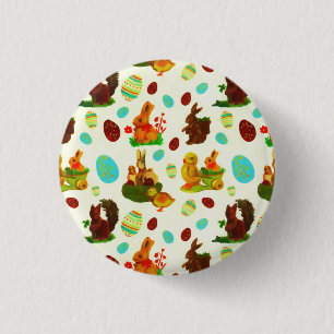Macaron Rond 2,50 Cm Oeufs de Pâques vintages Jardin Poussins Bunny