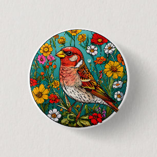 Macaron Rond 2,50 Cm Œuvre d'art d'oiseau coloré