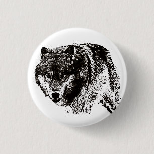 Macaron Rond 2,50 Cm Oeuvre d'art noir et blanc Wild Wolf