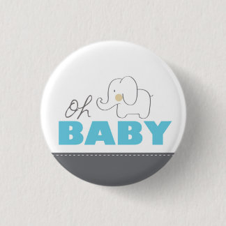 Macaron Rond 2,50 Cm Oh bouton bleu et gris d'éléphant de bébé - de
