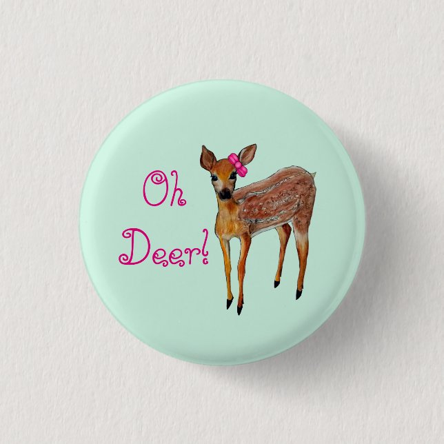 Macaron Rond 2,50 Cm "Oh faon de cerfs communs" (Devant)