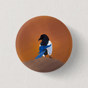 Macaron Rond 2,50 Cm Oiseau noir de pie