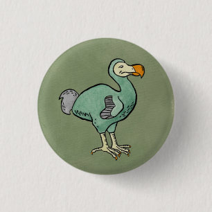 Macaron Rond 2,50 Cm Oiseau vert de dronte d'aquarelle avec à l'encre