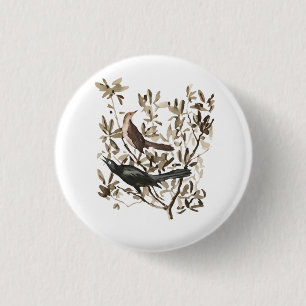 Macaron Rond 2,50 Cm Oiseaux à l'aquarelle vintage sur branches décorat