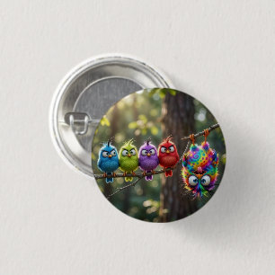Macaron Rond 2,50 Cm Oiseaux colorés et duveteux