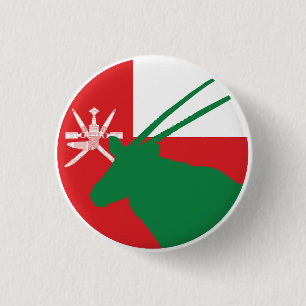 Macaron Rond 2,50 Cm Oman Arabe oryx Omani Drapeau animal national
