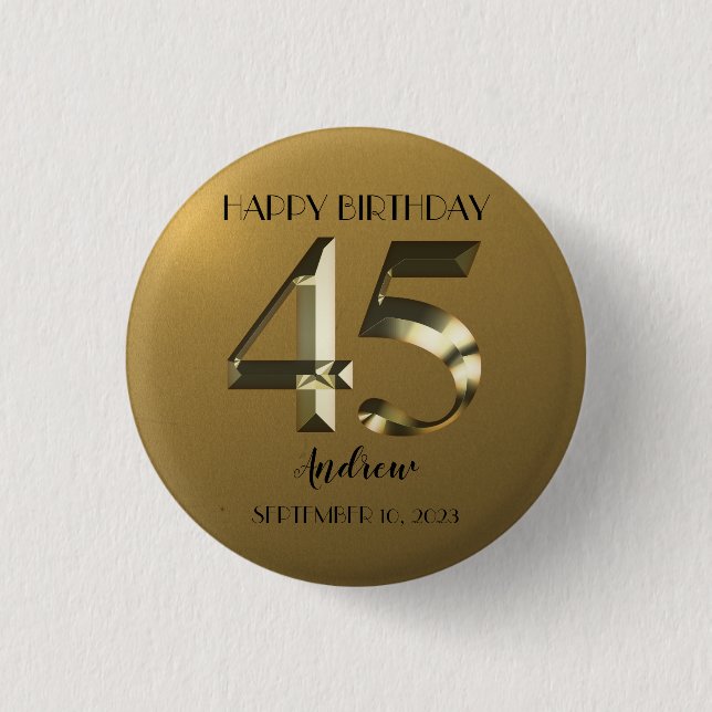 Macaron Rond 2,50 Cm Or métallique 45e anniversaire (Devant)
