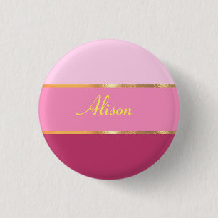 Macaron Rond 2,50 Cm or rose moderne chic Nom