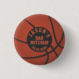 Macaron Rond 2,50 Cm Orange Black Basketball Bar Mitzvah Faveur