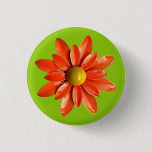 Macaron Rond 2,50 Cm Orange Daisy Flower - Floral Summer Décor