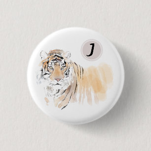 Macaron Rond 2,50 Cm Original Tiger Watercolor Chinese Zodiac Birthday