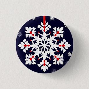 Macaron Rond 2,50 Cm Ornement Élégant Flocon de Neige Blanc