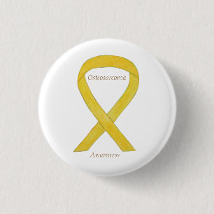 Macaron Rond 2,50 Cm Ostéosarcome Yellow Awareness Ruban Personnalisé P